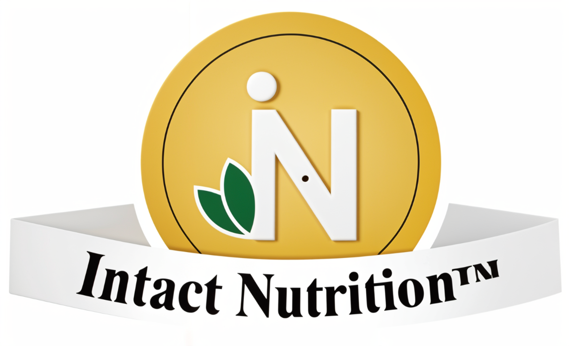 Intact Nutrition logo with leaves design.