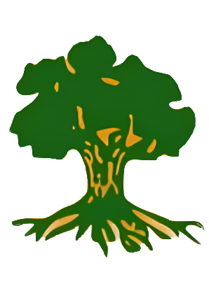 A green tree with yellow roots on it.